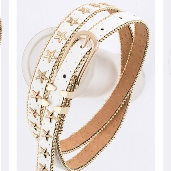 Accessories - White and Gold Studded Star Dress Jean Belt